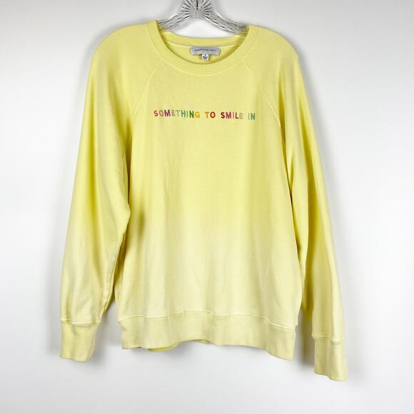 Something Navy Ombre Yellow Something To Smile In Sweatshirt Womens Size Small - Picture 3 of 11